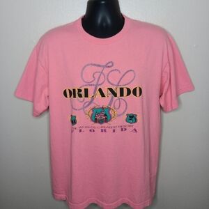 VTG 90s Orlando Adult Large T-shirt Salmon Pink Resort Vacation Tee Murina USA